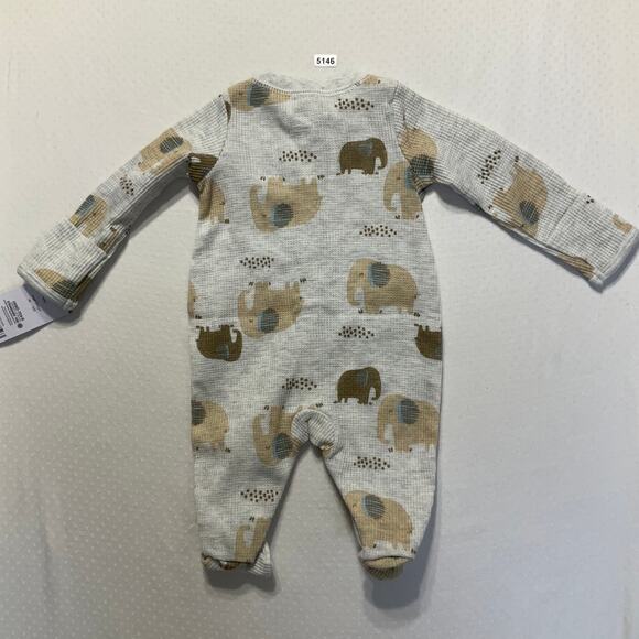 Carter’s New Born Baby Footie with Gloves Gray Elephants Print - Picture 4 of 4